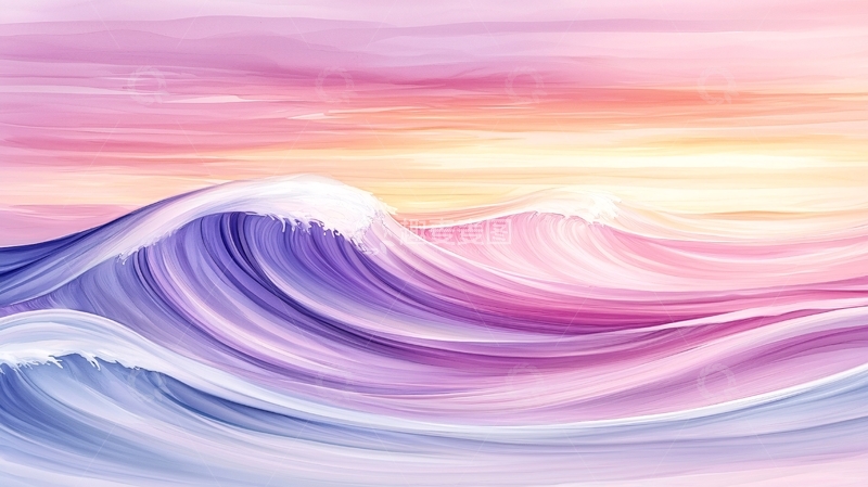 高清大图下载【趣麦麦图】粉紫色海洋波浪