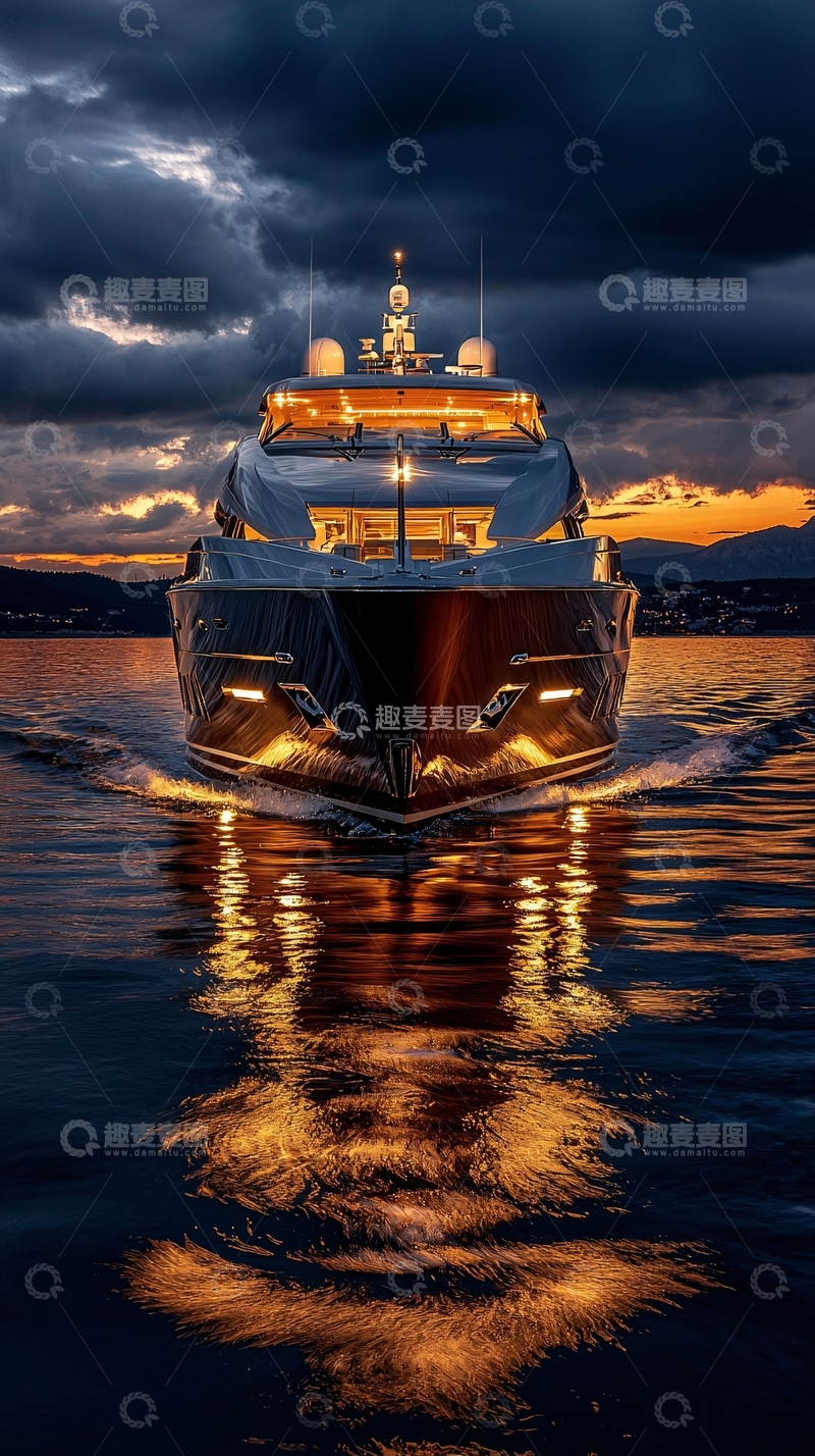 高清大图下载【趣麦麦图】豪华游艇在水面航行