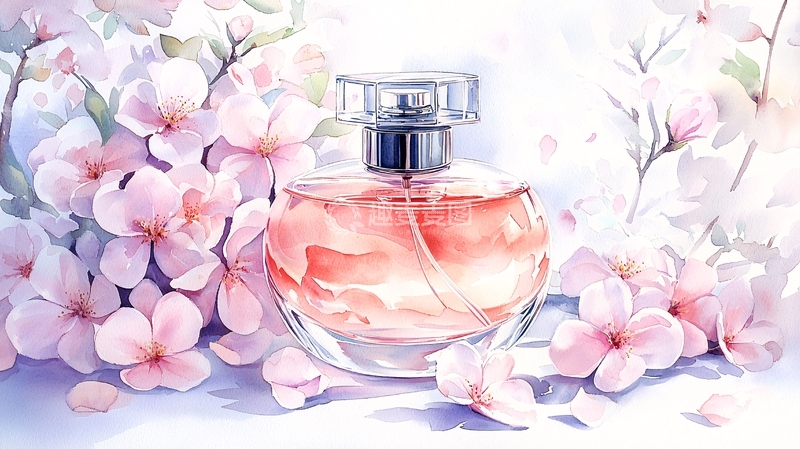 高清大图下载【趣麦麦图】香水与粉色花朵