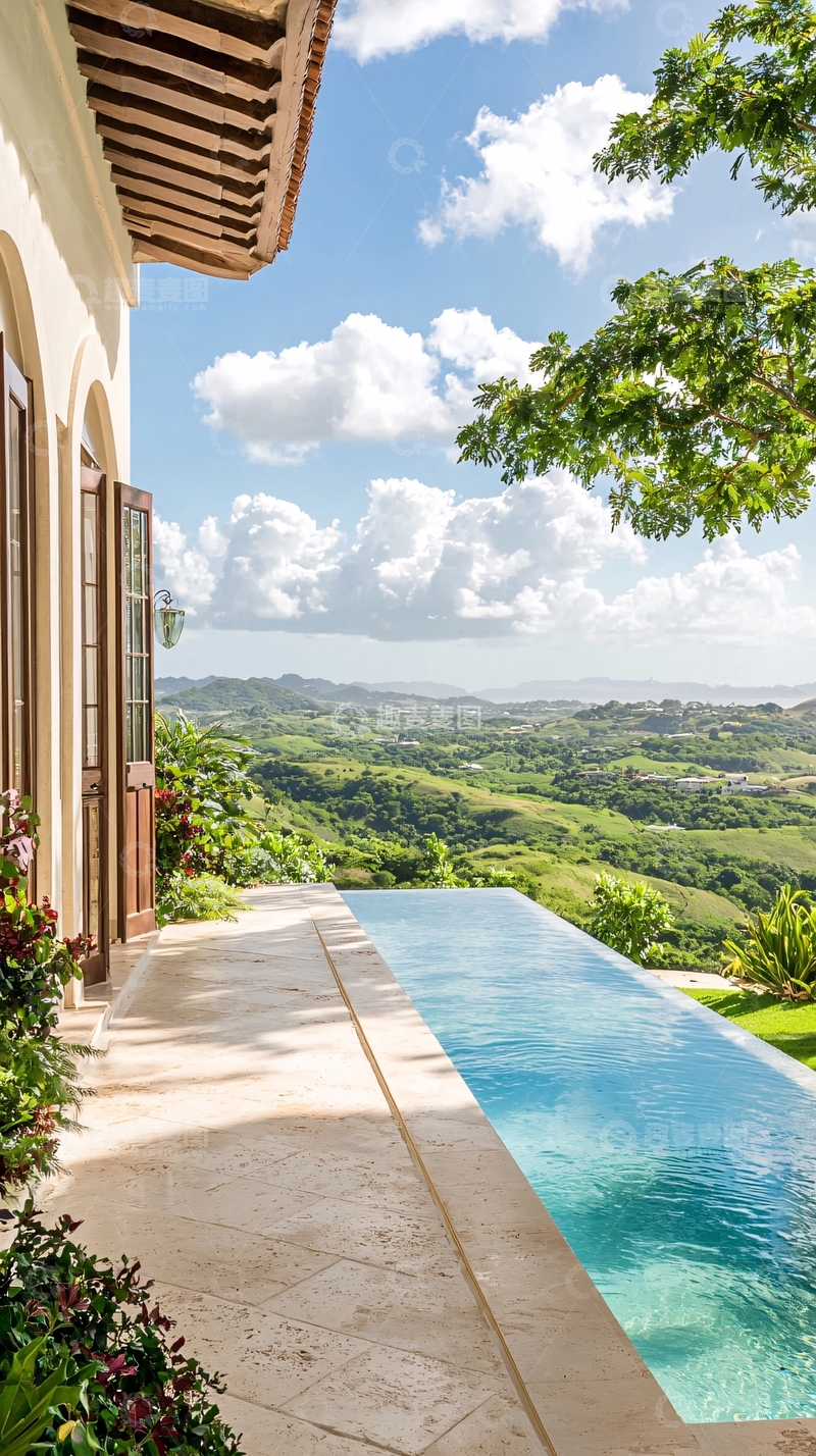 高清大图下载【趣麦麦图】豪华泳池别墅远景
