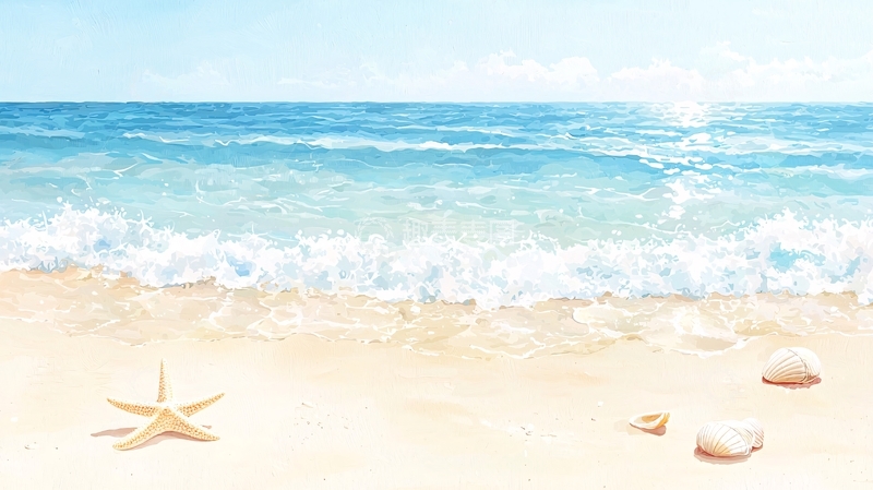 高清大图下载【趣麦麦图】阳光沙滩海浪的梦幻场景