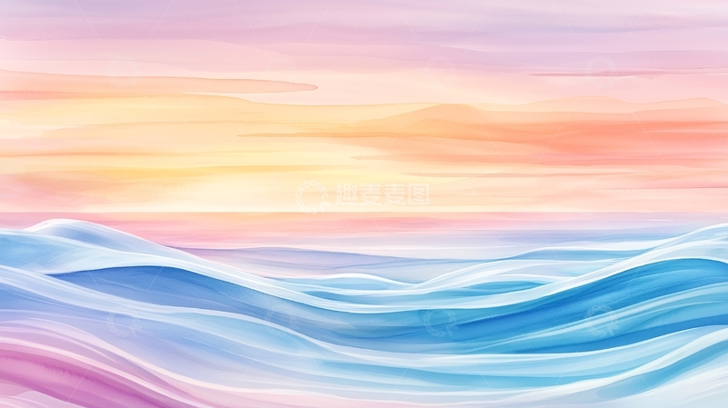 高清大图下载【趣麦麦图】柔和色彩的海洋波浪