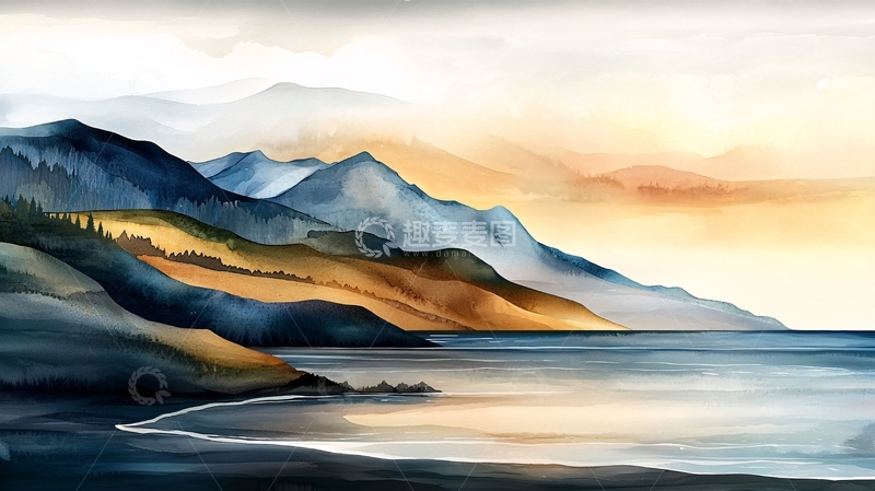 高清大图下载【趣麦麦图】水彩风景画高清图片