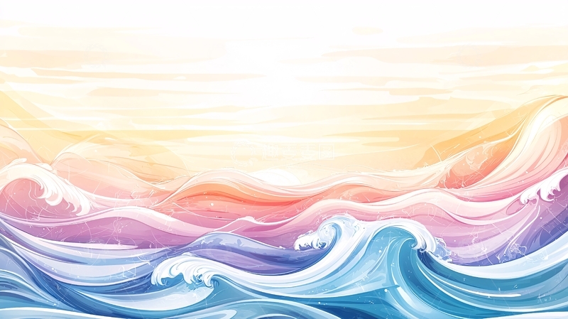 高清大图下载【趣麦麦图】水彩风格的波浪图案