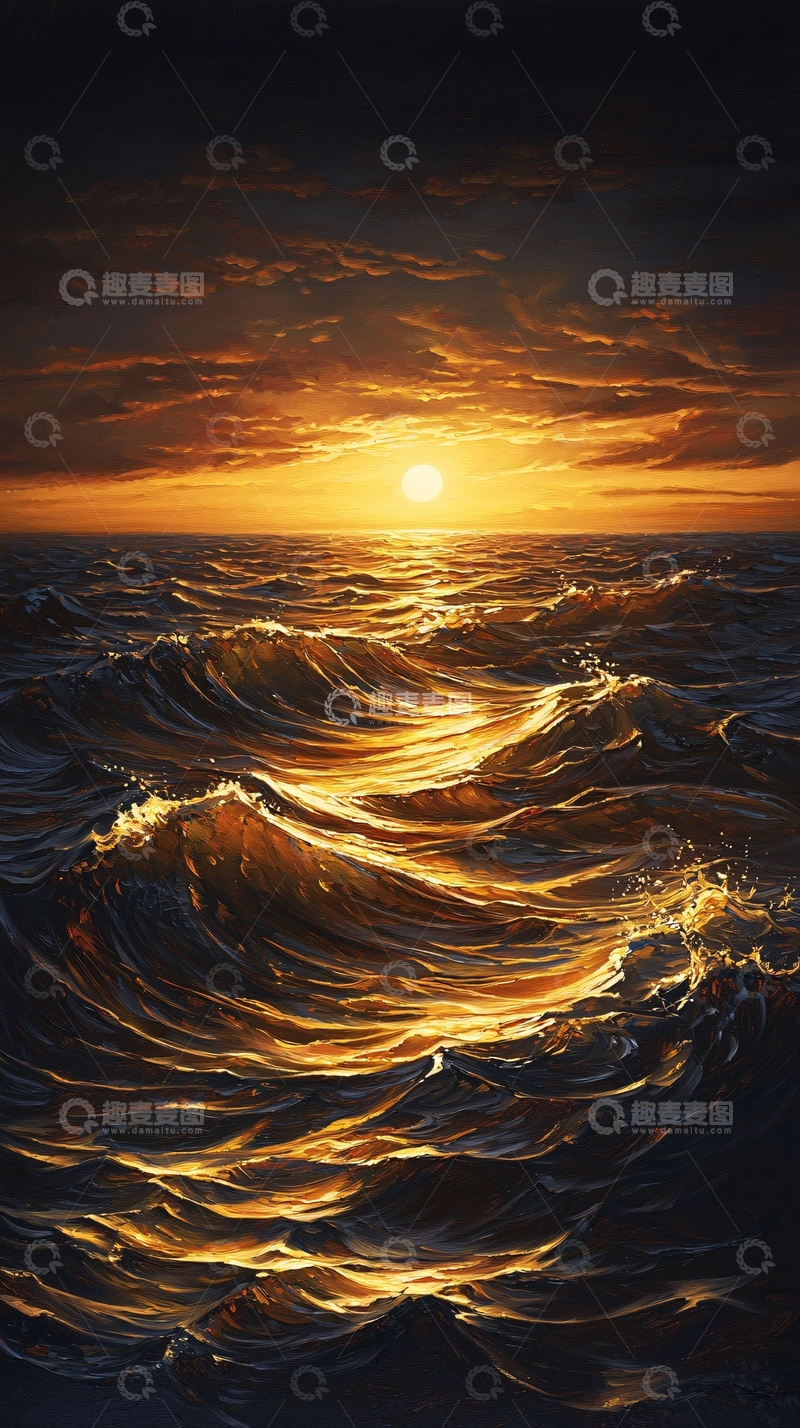 高清大图下载【趣麦麦图】金色阳光洒在海面