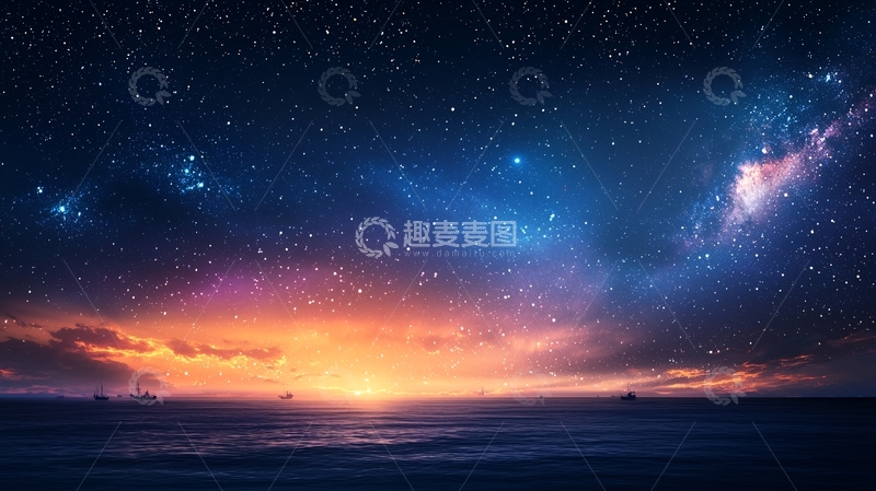 高清大图下载【趣麦麦图】壮丽星空下的日出
