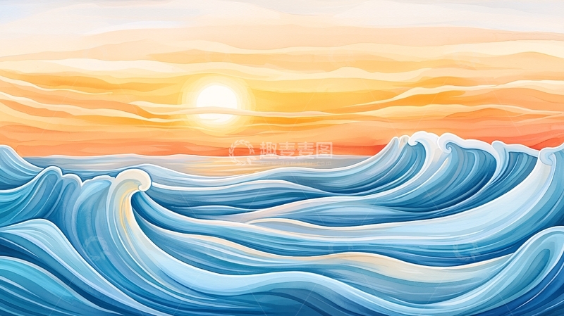 高清大图下载【趣麦麦图】海面日出波光粼粼