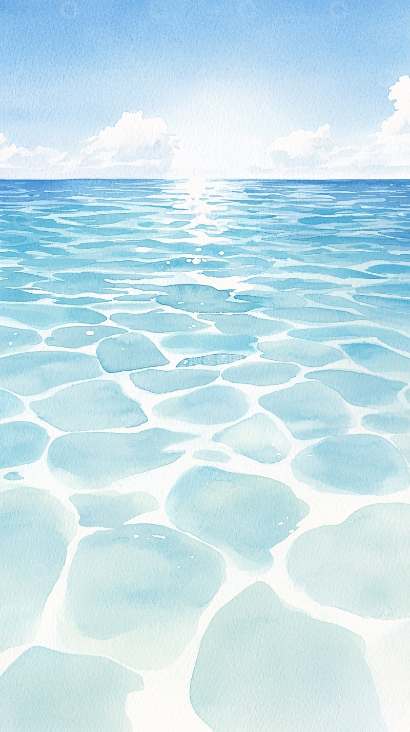 高清大图下载【趣麦麦图】水彩画海面高清图片