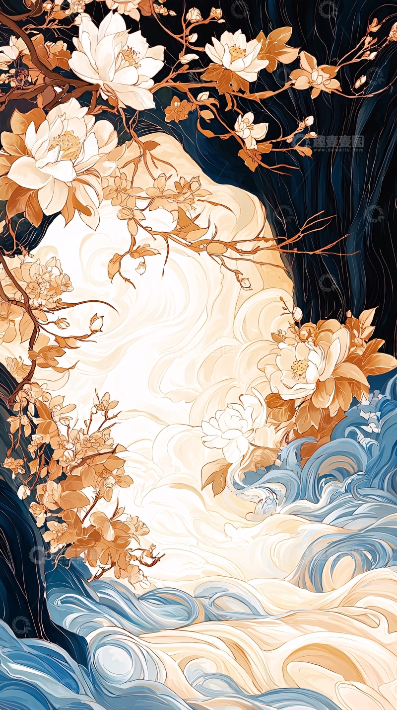 高清大图下载【趣麦麦图】水墨风花卉唯美意境图