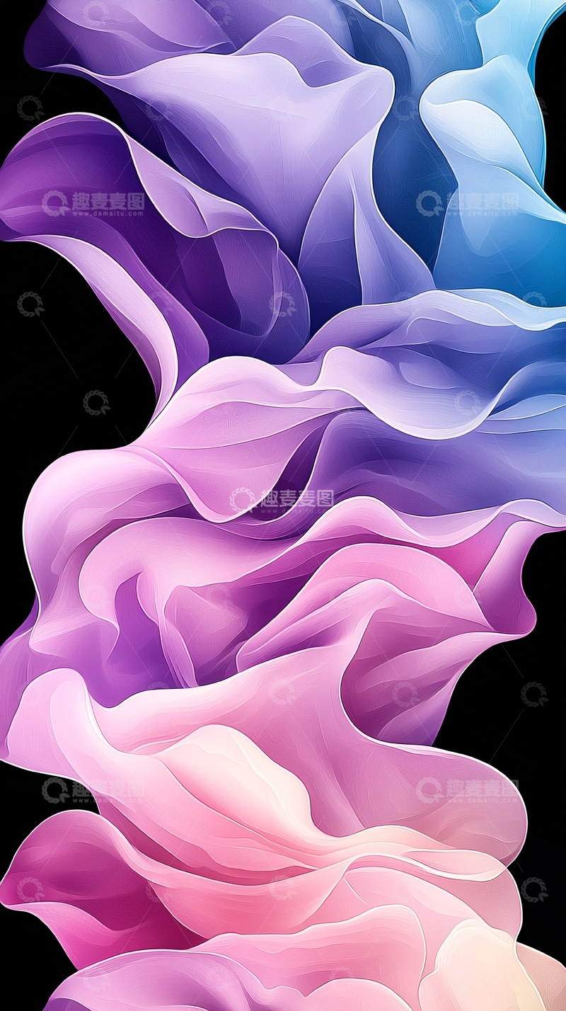 高清大图下载【趣麦麦图】抽象渐变彩色丝绸流动质感