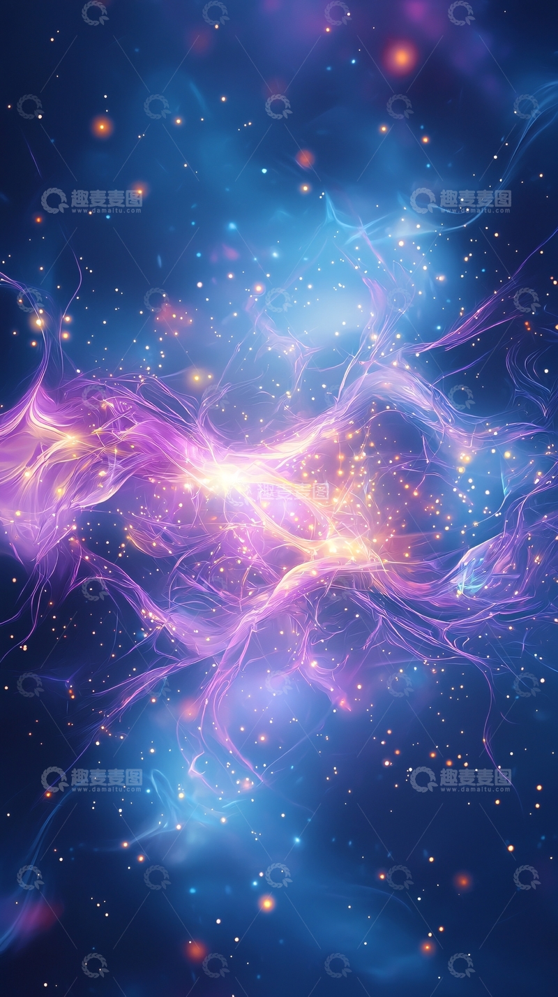 高清大图下载【趣麦麦图】蓝色紫色星云宇宙背景