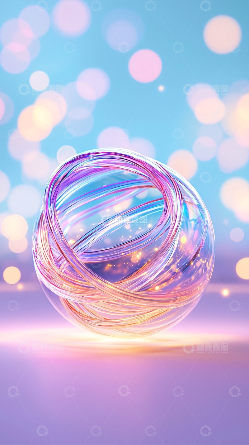 高清大图下载【趣麦麦图】炫彩光晕包裹的透明球体