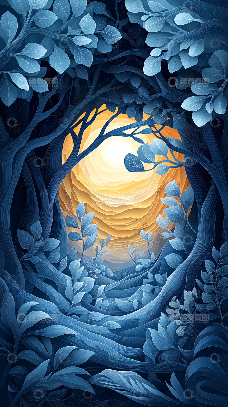 高清大图下载【趣麦麦图】蓝色的梦幻森林小路