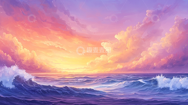 高清大图下载【趣麦麦图】壮丽的海景日落美如画
