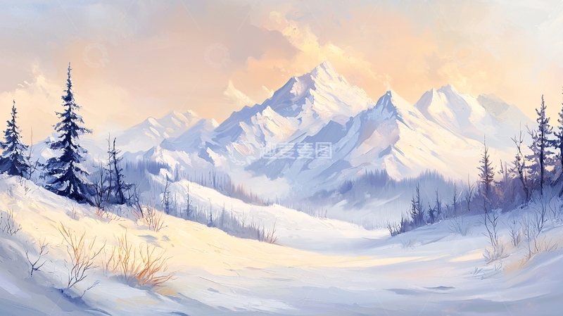 高清大图下载【趣麦麦图】雪山冬日唯美场景