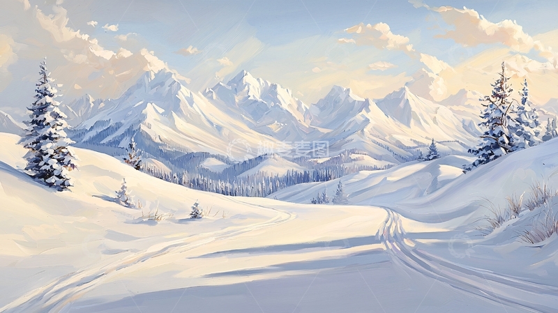 高清大图下载【趣麦麦图】雪山冬日风景如画