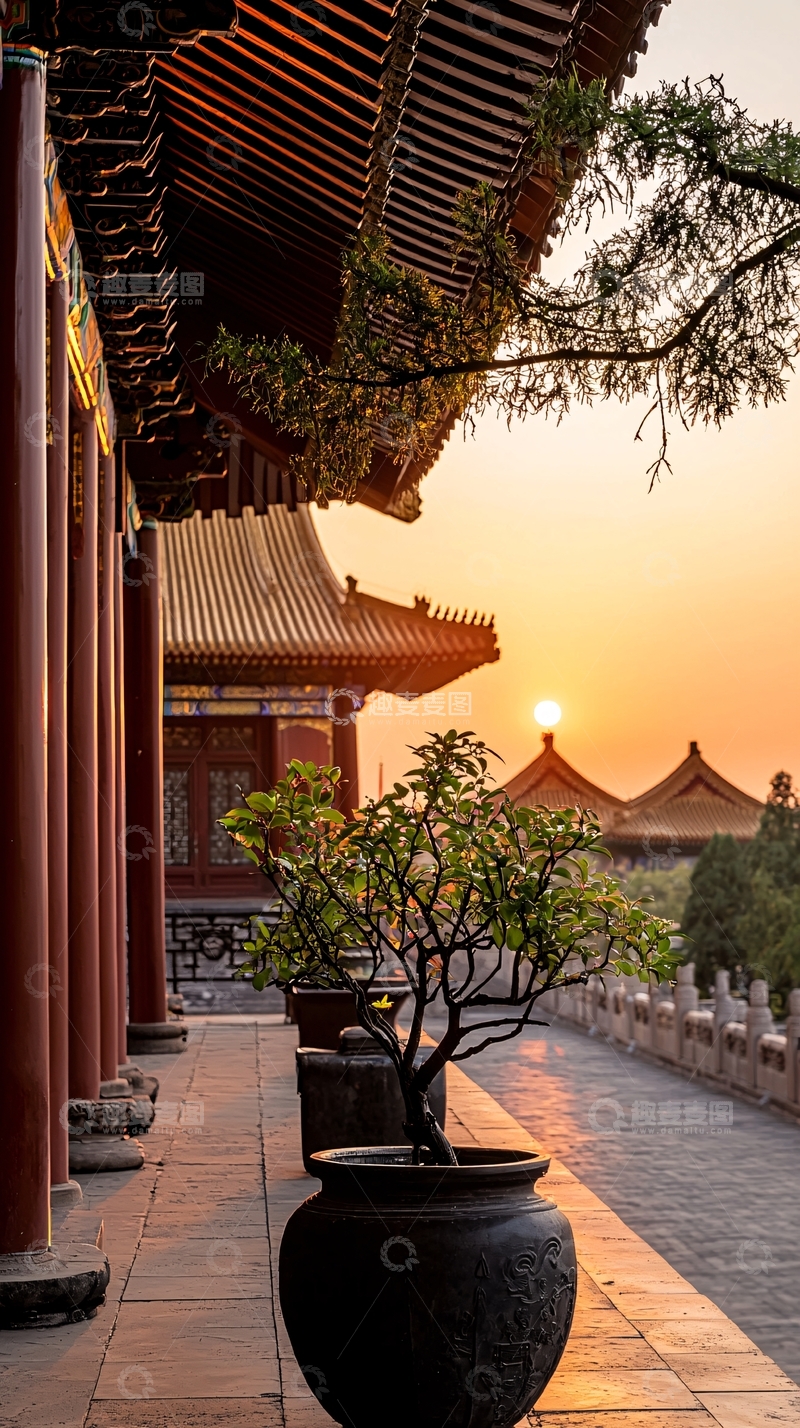 高清大图下载【趣麦麦图】故宫日落高清图片