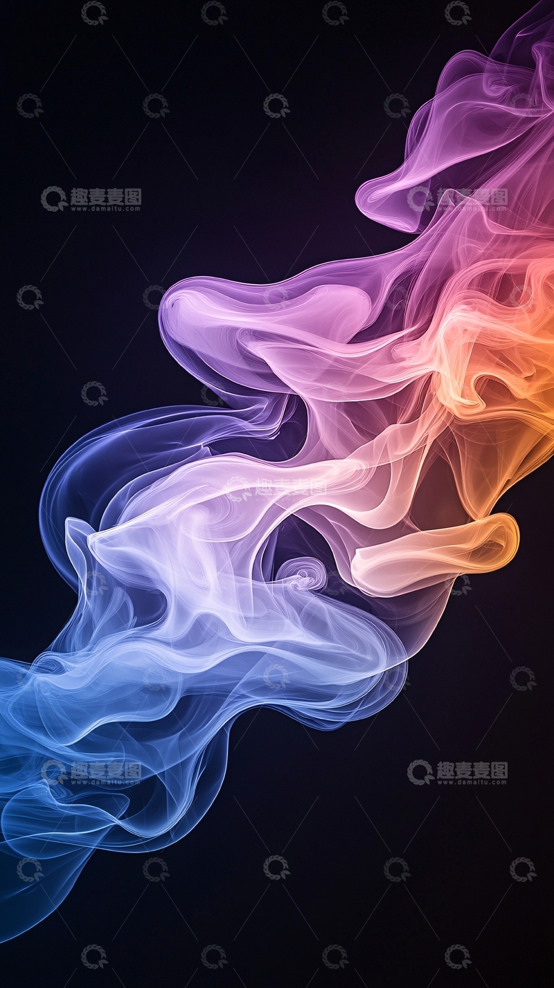 高清大图下载【趣麦麦图】彩色烟雾在深色背景上