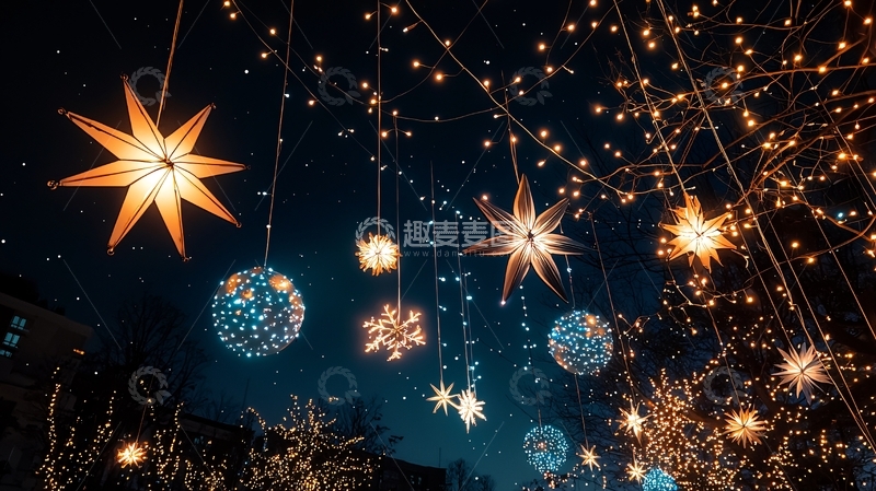 高清大图下载【趣麦麦图】星光闪烁的节日夜景