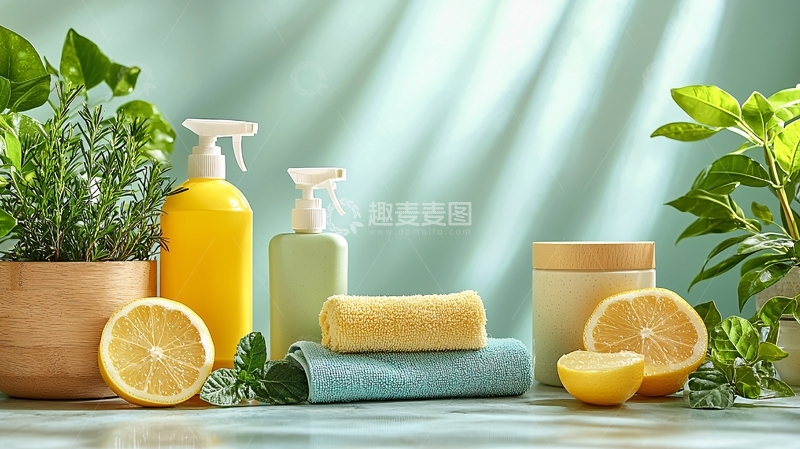 高清大图下载【趣麦麦图】天然清洁用品和绿植静物
