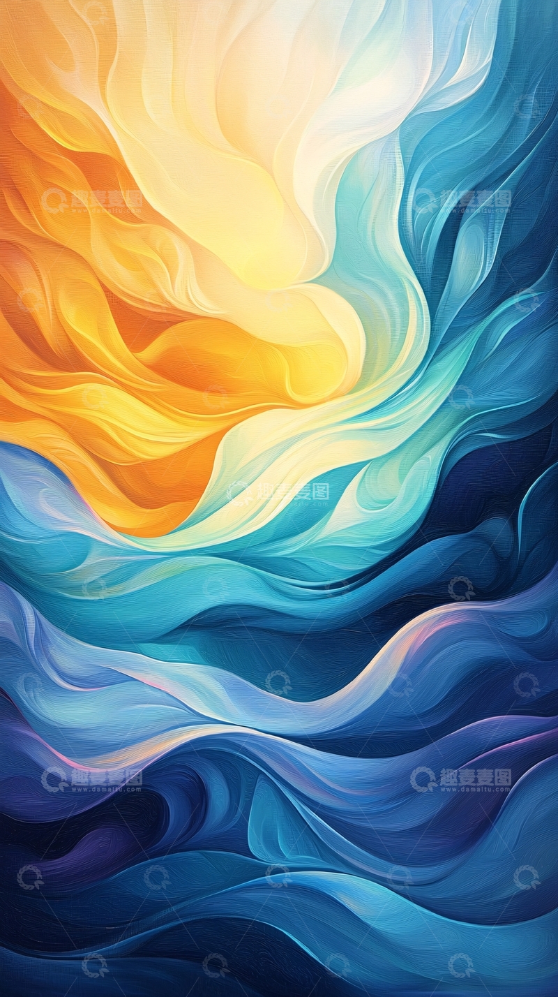 高清大图下载【趣麦麦图】抽象水彩渐变流动