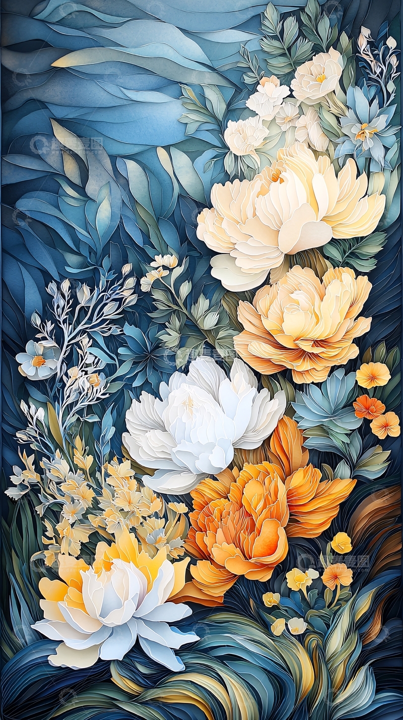 高清大图下载【趣麦麦图】花卉水彩风格插画