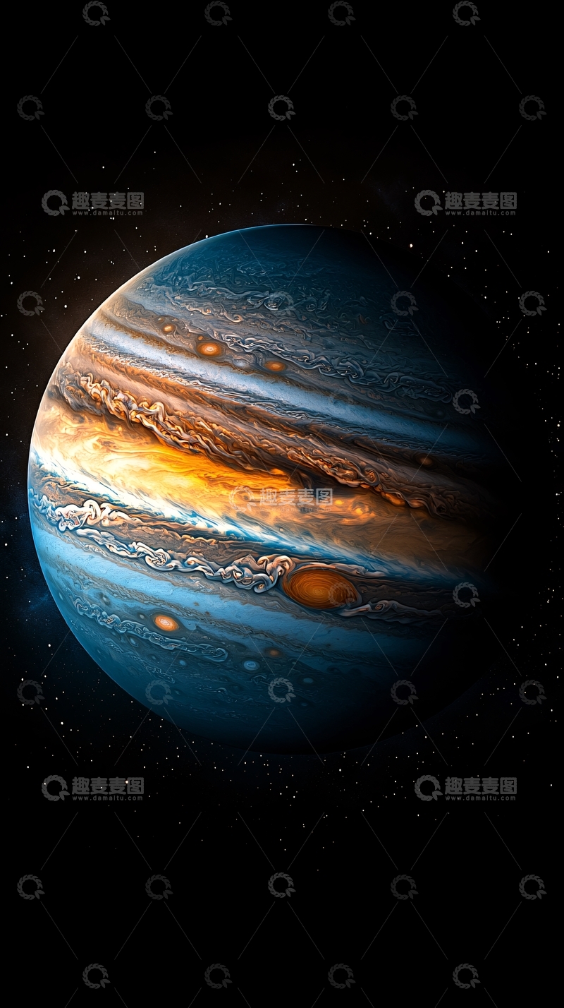 高清大图下载【趣麦麦图】木星的蓝色和橙色条纹