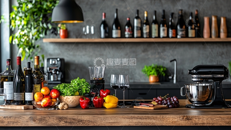 高清大图下载【趣麦麦图】厨房台面上的美食静物