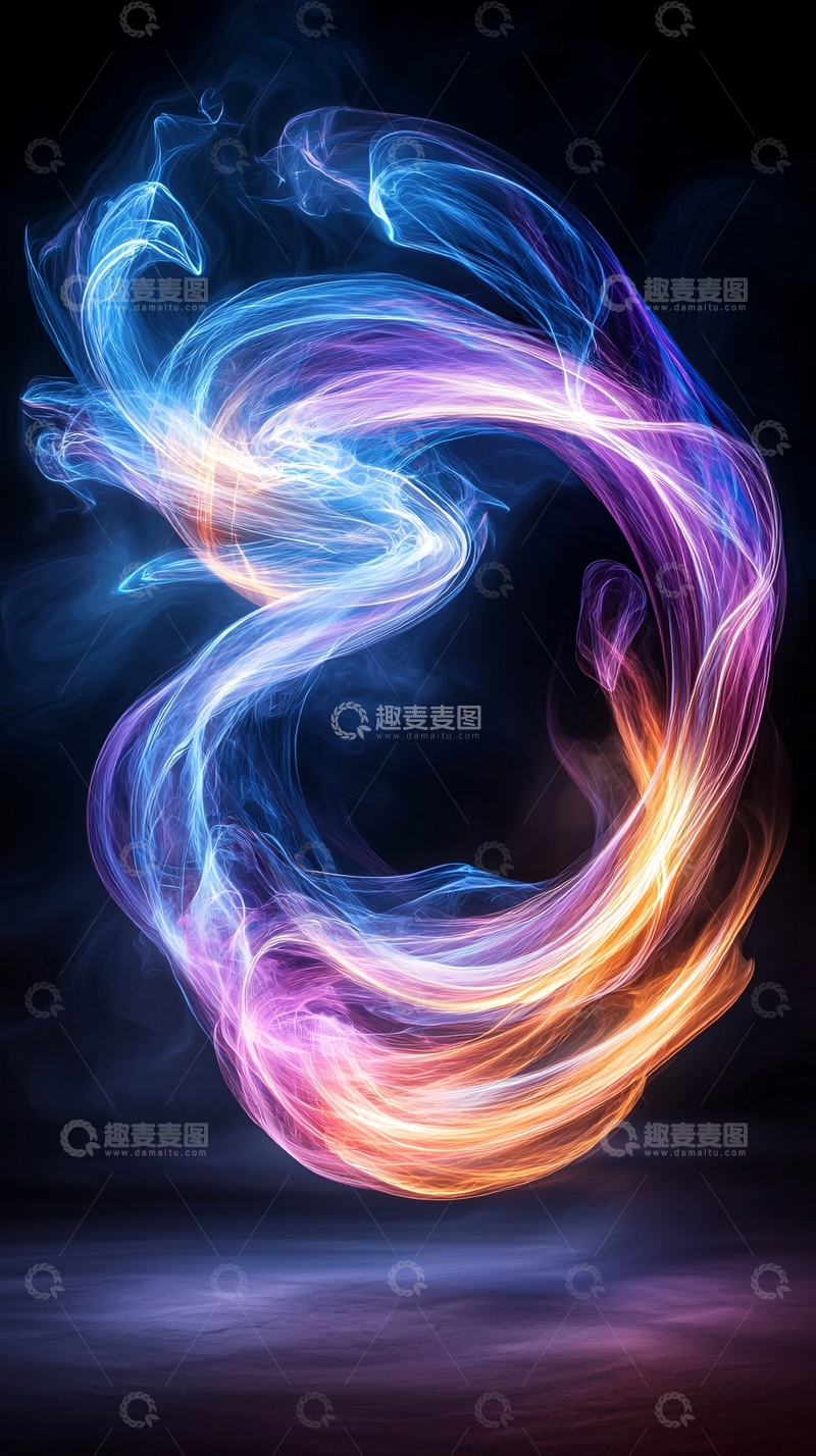 高清大图下载【趣麦麦图】彩色光线形成的抽象漩涡