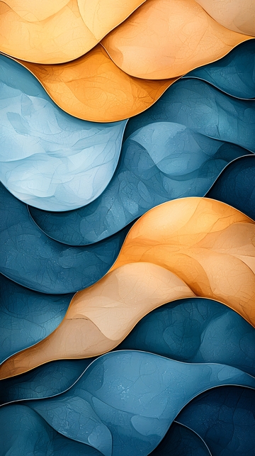 蓝色和金色水彩波浪