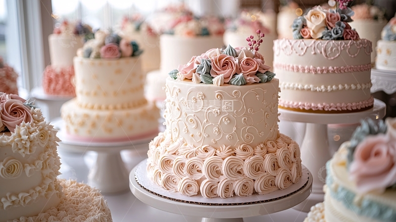 高清大图下载【趣麦麦图】婚礼蛋糕上的花朵装饰
