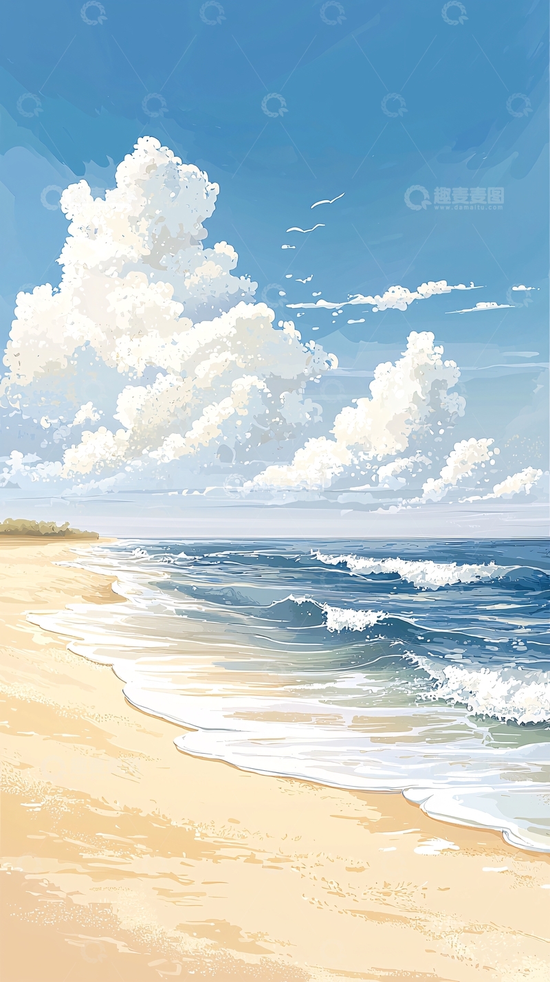 高清大图下载【趣麦麦图】阳光沙滩和白云