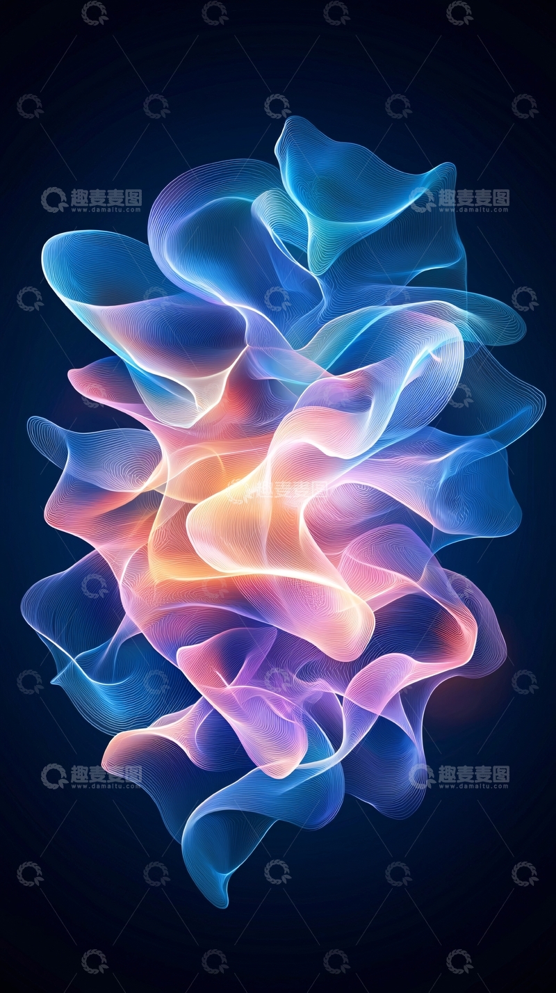 高清大图下载【趣麦麦图】抽象蓝色曲线背景