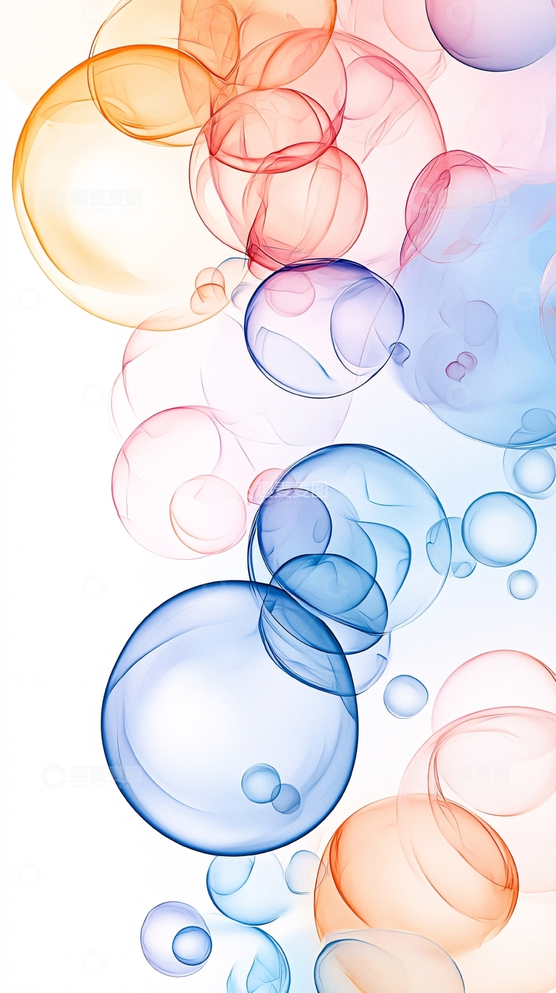 高清大图下载【趣麦麦图】彩色透明气泡漂浮