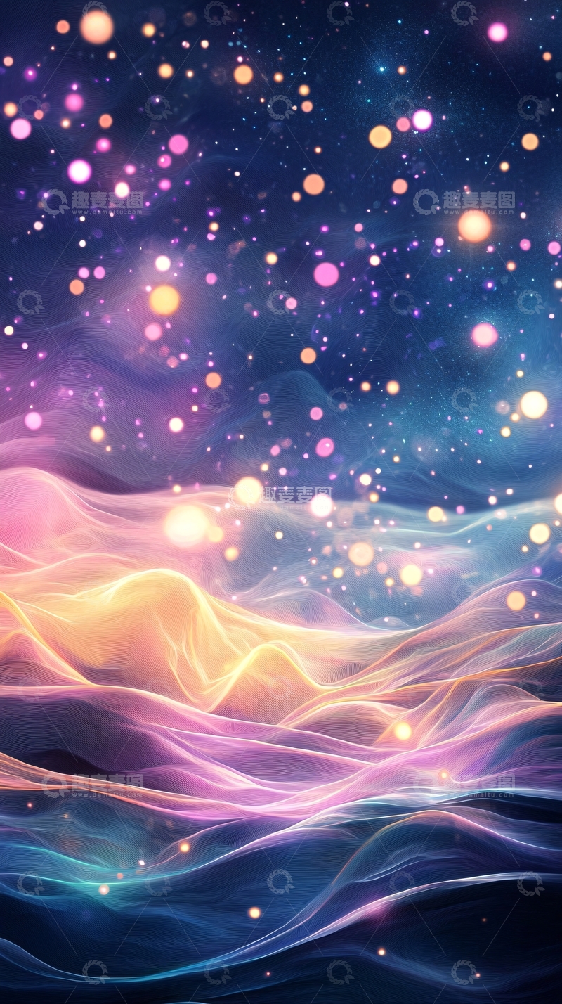 高清大图下载【趣麦麦图】梦幻星空发光背景