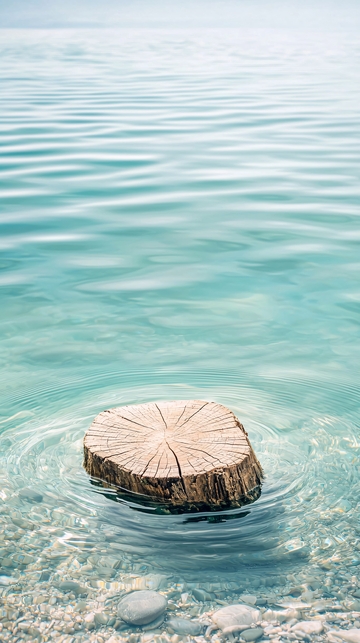 平静水面上的木桩