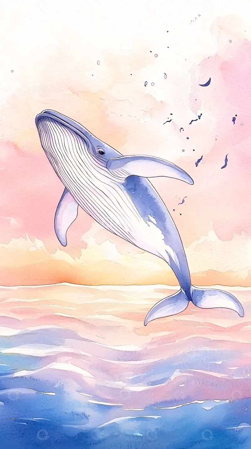 高清大图下载【趣麦麦图】跃出水面的蓝鲸