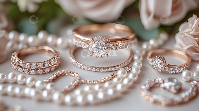 高清大图下载【趣麦麦图】婚礼戒指和珍珠项链
