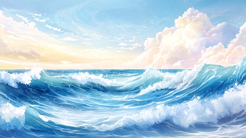 高清大图下载【趣麦麦图】蓝色波涛汹涌的海洋