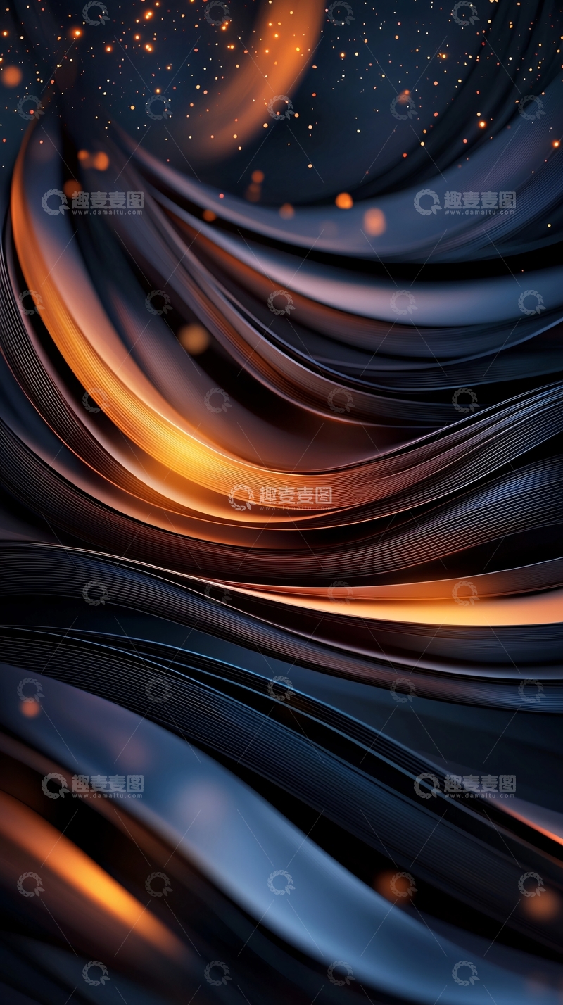 高清大图下载【趣麦麦图】金色光芒在黑色波浪