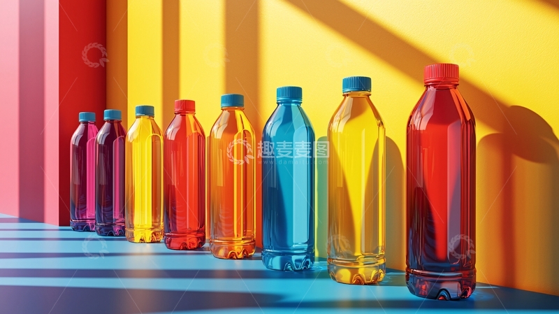 高清大图下载【趣麦麦图】彩色饮料瓶排列