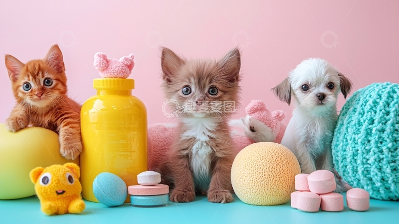 高清大图下载【趣麦麦图】小猫小狗萌宠沐浴用品