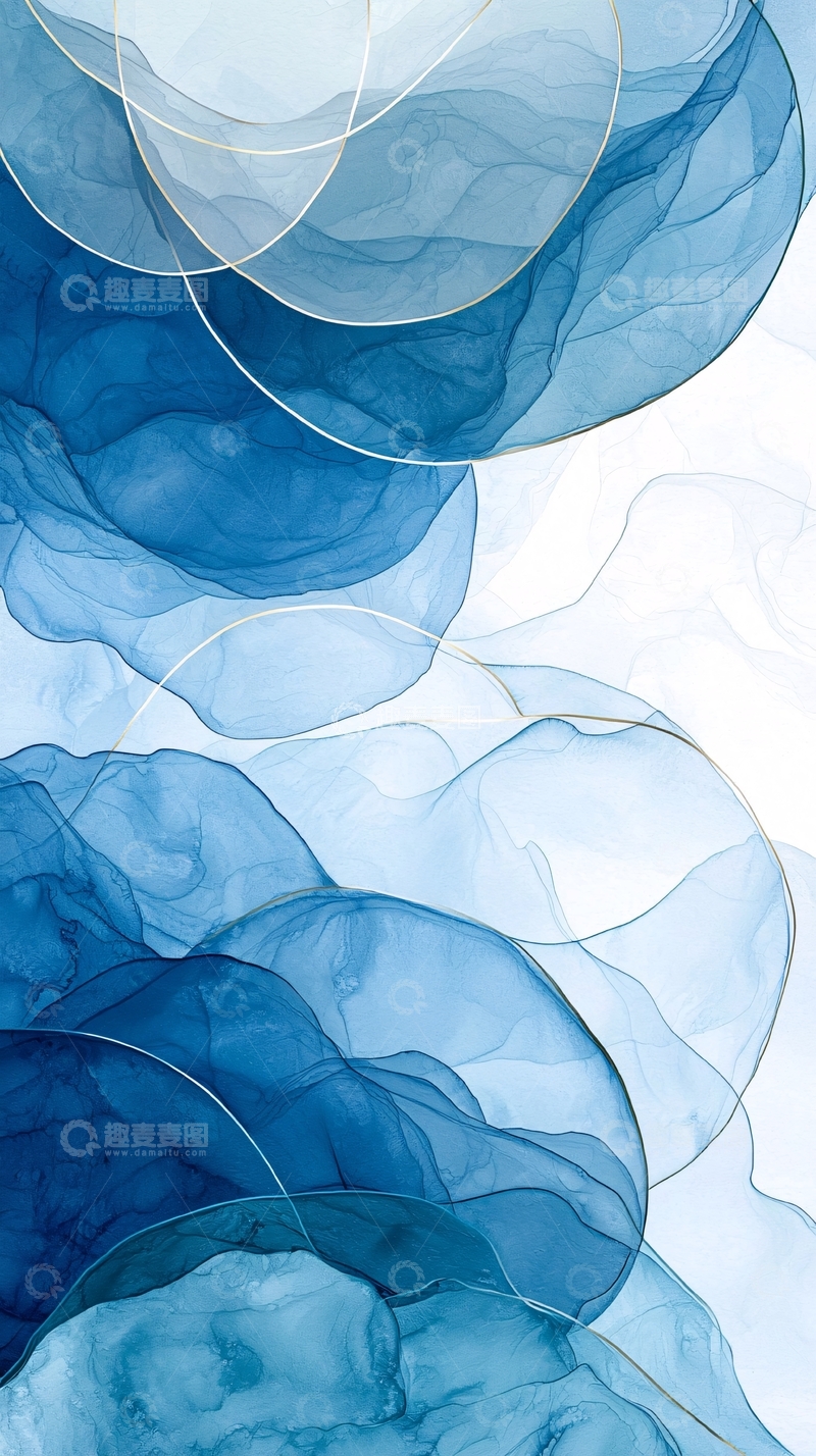 高清大图下载【趣麦麦图】蓝色水墨晕染效果背景