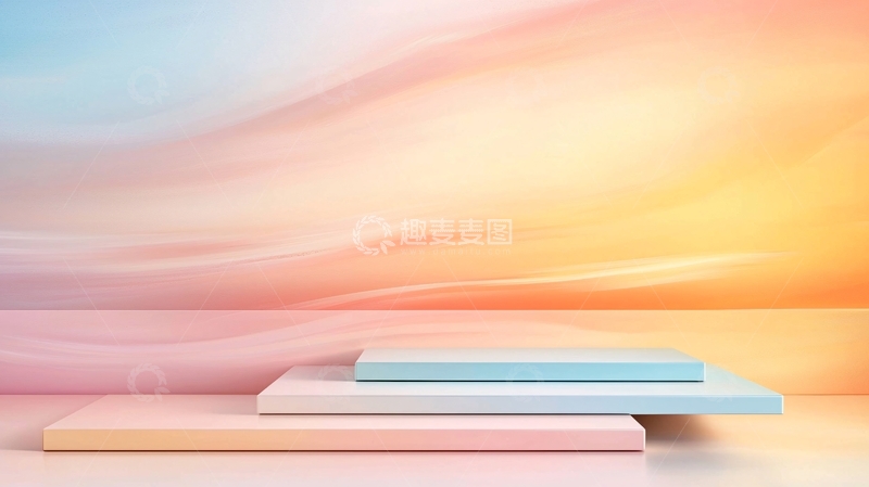 高清大图下载【趣麦麦图】粉色渐变天空下的展示台