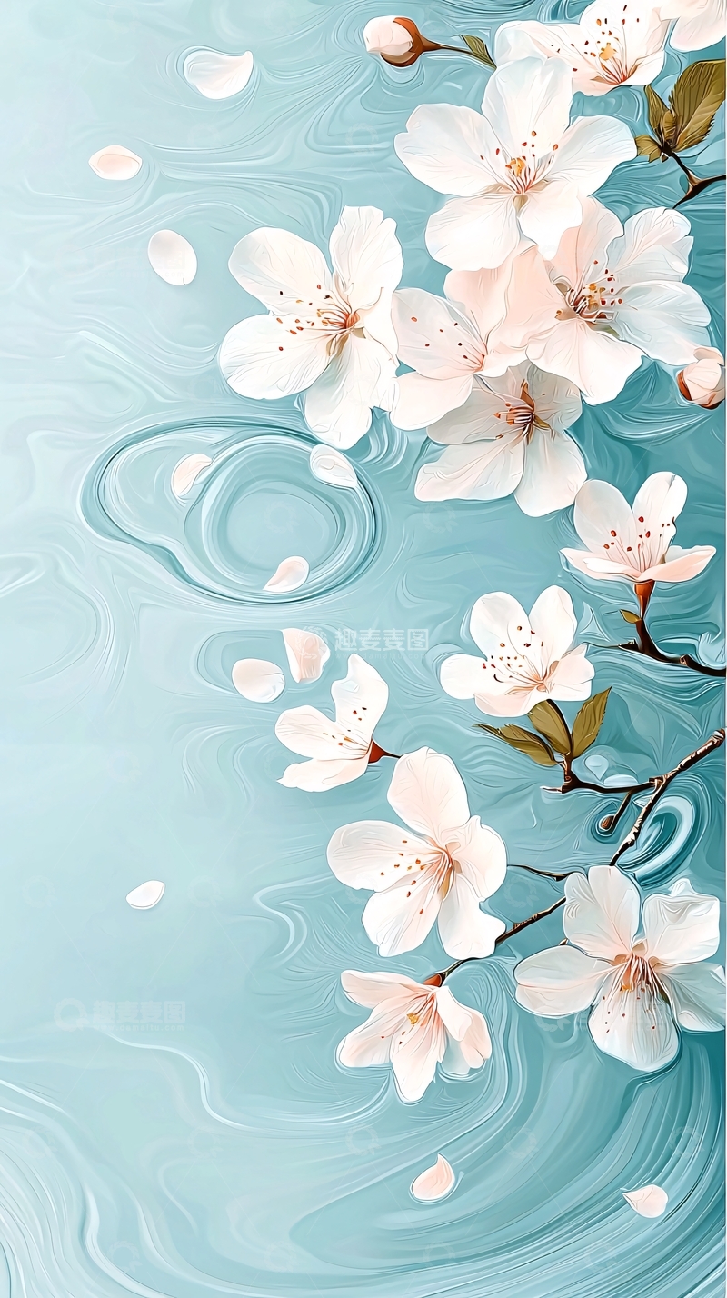 高清大图下载【趣麦麦图】白色花朵在水面上盛开