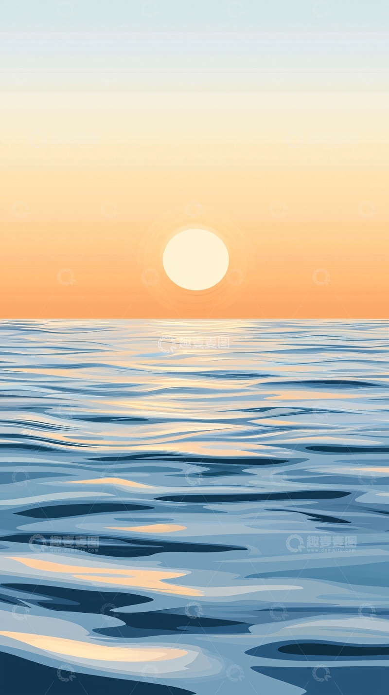 高清大图下载【趣麦麦图】平静海面日出
