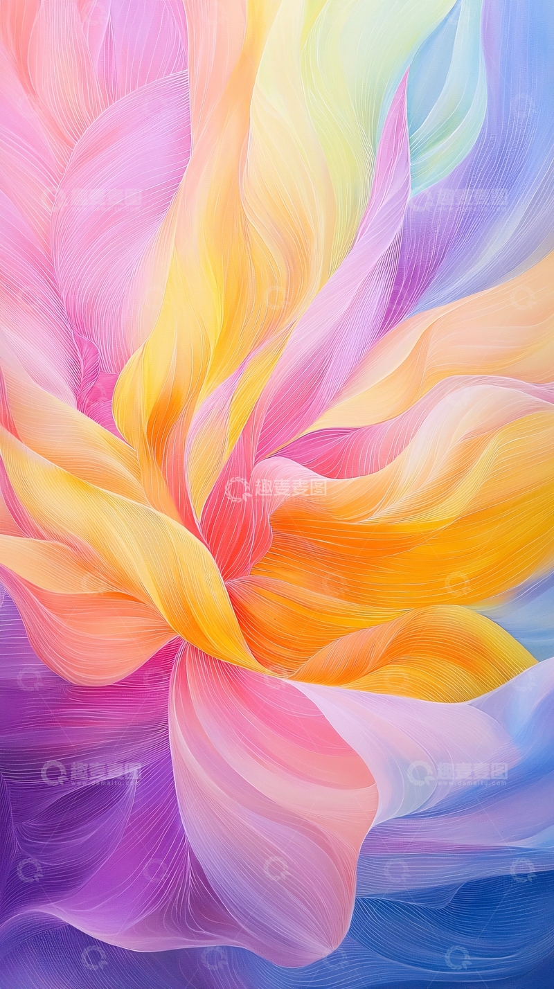 高清大图下载【趣麦麦图】色彩柔和的抽象花瓣