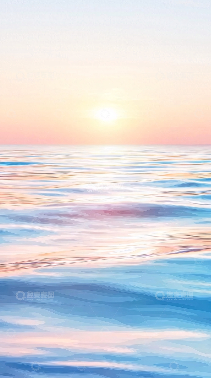 高清大图下载【趣麦麦图】平静海面上的日出
