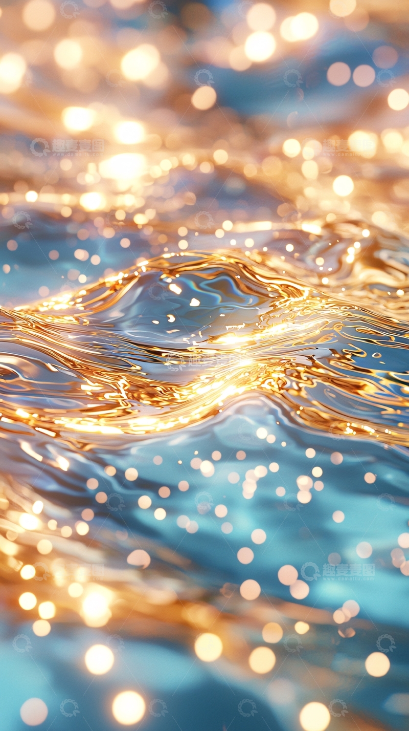 高清大图下载【趣麦麦图】粼粼波光金色水面