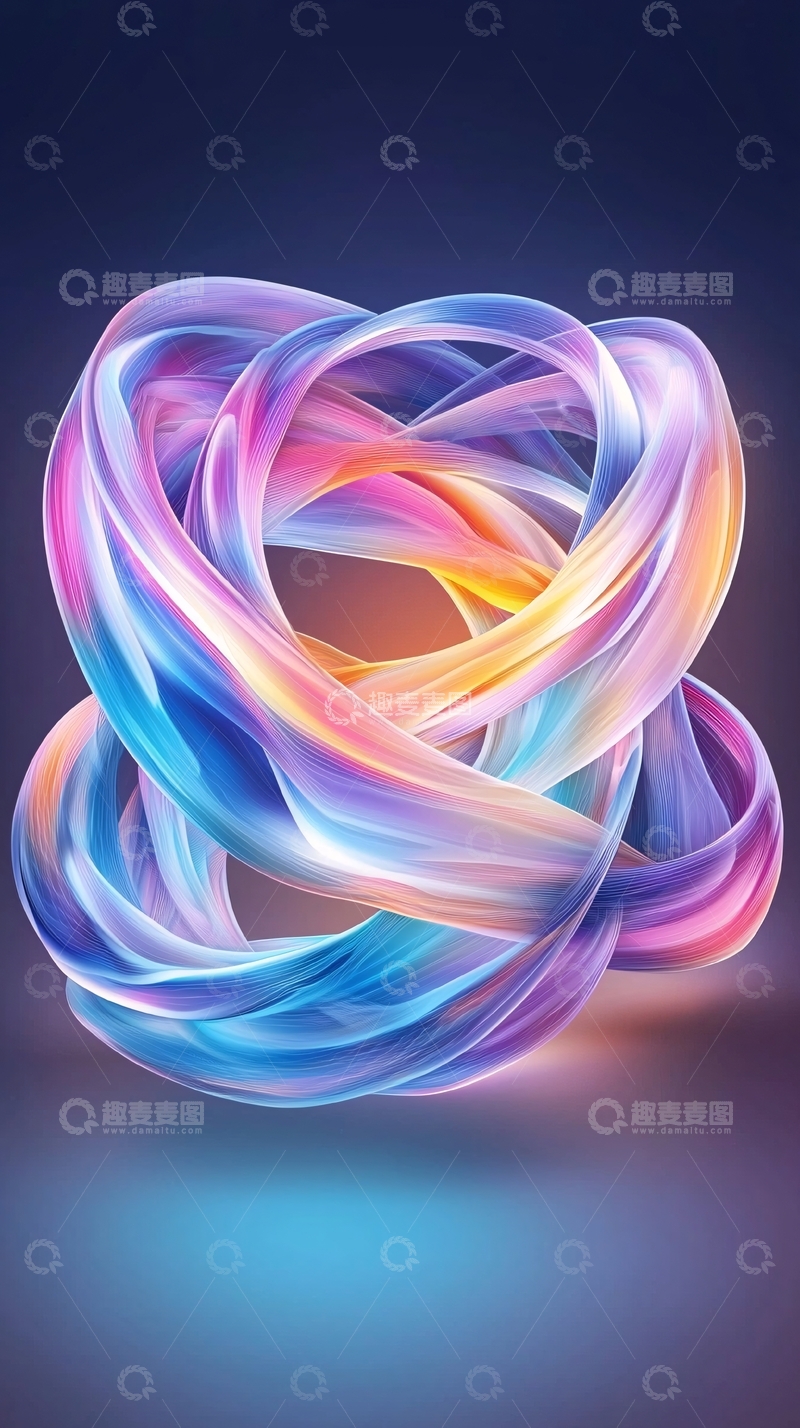 高清大图下载【趣麦麦图】扭曲的彩色渐变丝带